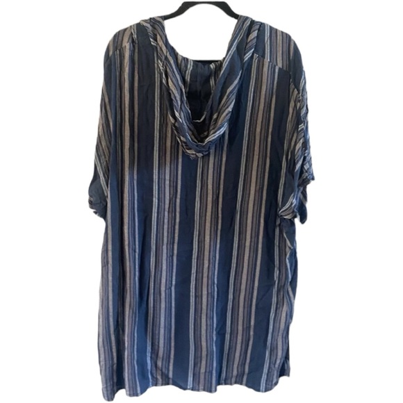 O'NEILL Cover Up Dress Black Brown Striped Hooded V-Neck Beach Pockets XS/S EUC - Picture 4 of 14